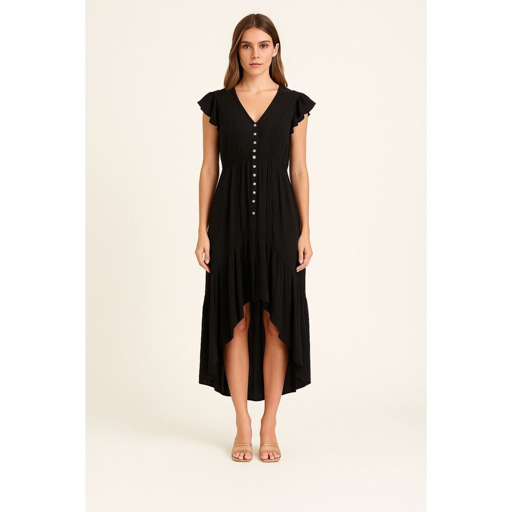 The Clothing Company x Vici | Flutter Slv V-Neck High-Lo Maxi Dress Size M | NWT